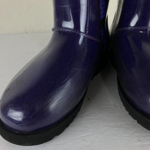 UGG Women Sz 9 Classic Clear Purple Sherpa Lined Clear Mini Boot Ankle Pull On - Picture 4 of 10